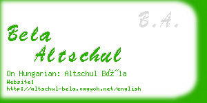 bela altschul business card